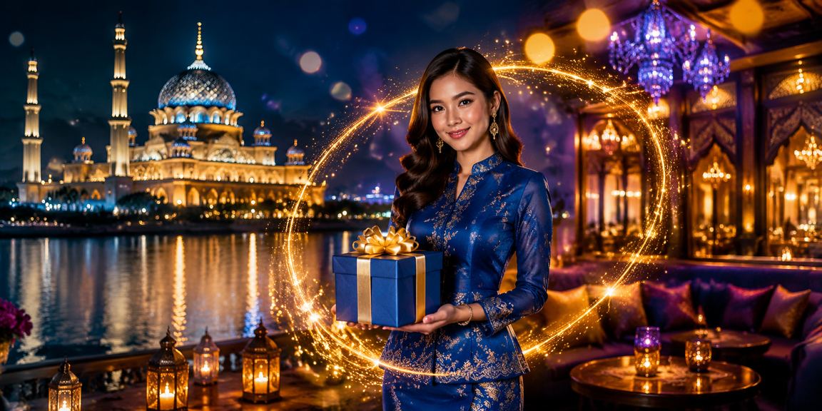Pengguna wanita Malaysia dalam baju kurung menggunakan platform pertaruhan gu10 di Putrajaya